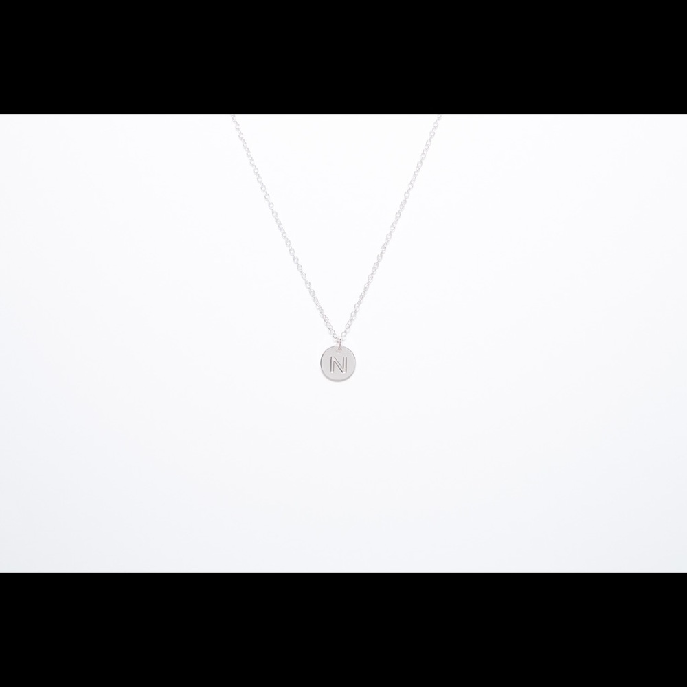 N initial Necklace sterling silver necklace